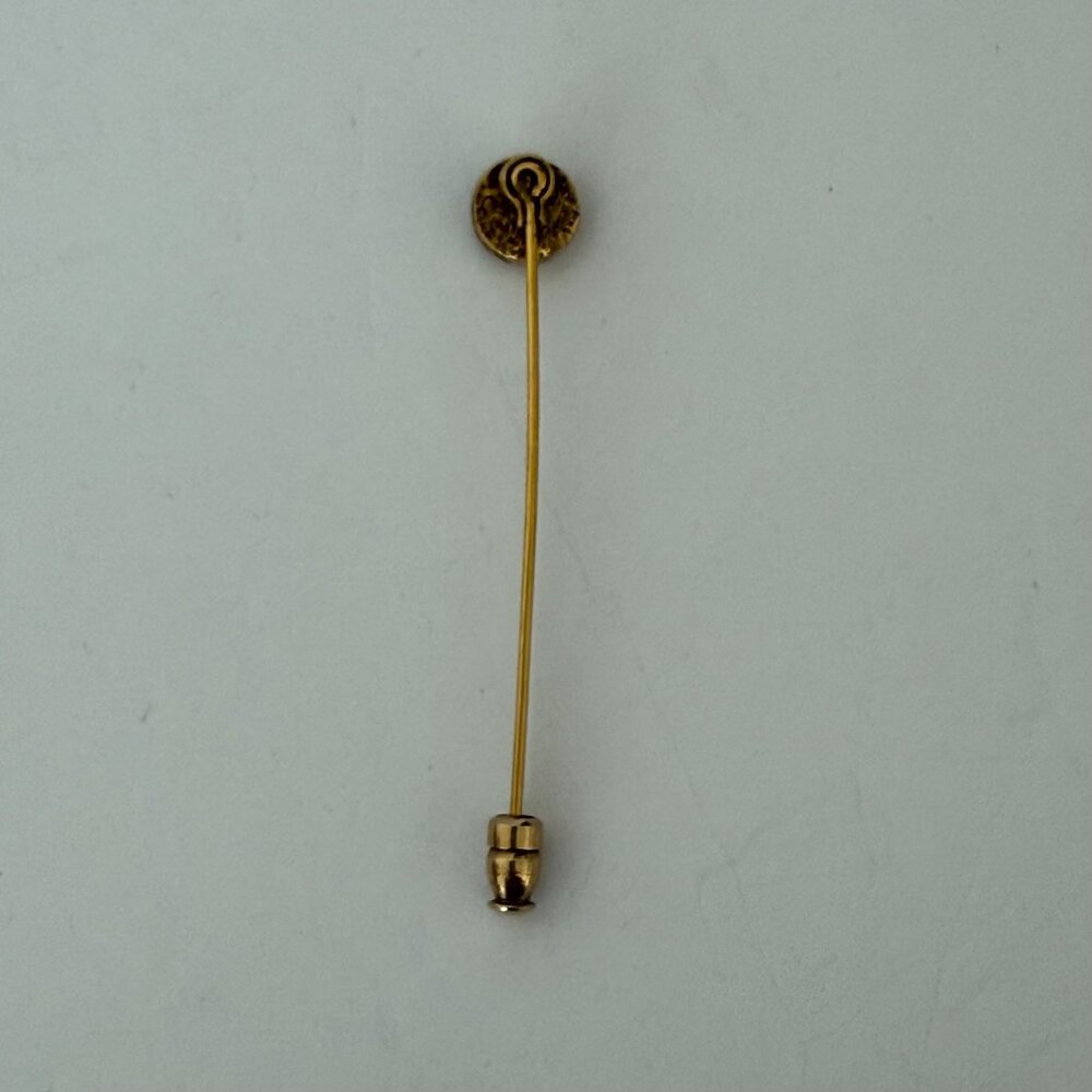 Vintage Gold Tone Stick Pin With Dark Red Oval Stone Accent - Picture 3 of 4